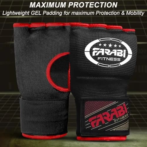 Farabi Sports Kids Hybrid Boxing Inner Gloves Black | Shock Absorbing Gel Padding for Safe Training thumbnail 5