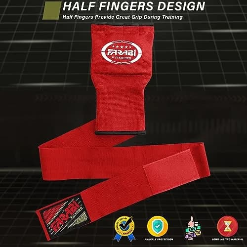 Farabi Sports Kids Hybrid Boxing Inner Gloves Red | Shock Absorption & Comfort for Young Fighters thumbnail 4