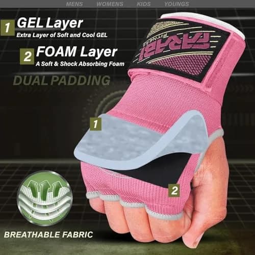 Farabi Sports Kids Hybrid Boxing Inner Gloves Pink | Shock Absorption & Comfort for Young Fighters thumbnail 3