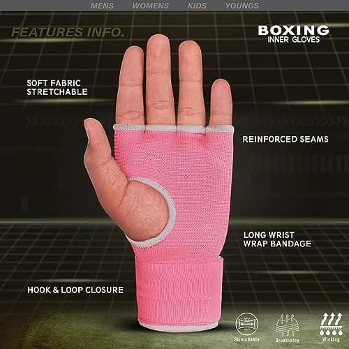 Farabi Sports Kids Hybrid Boxing Inner Gloves Pink | Shock Absorption & Comfort for Young Fighters thumbnail 4