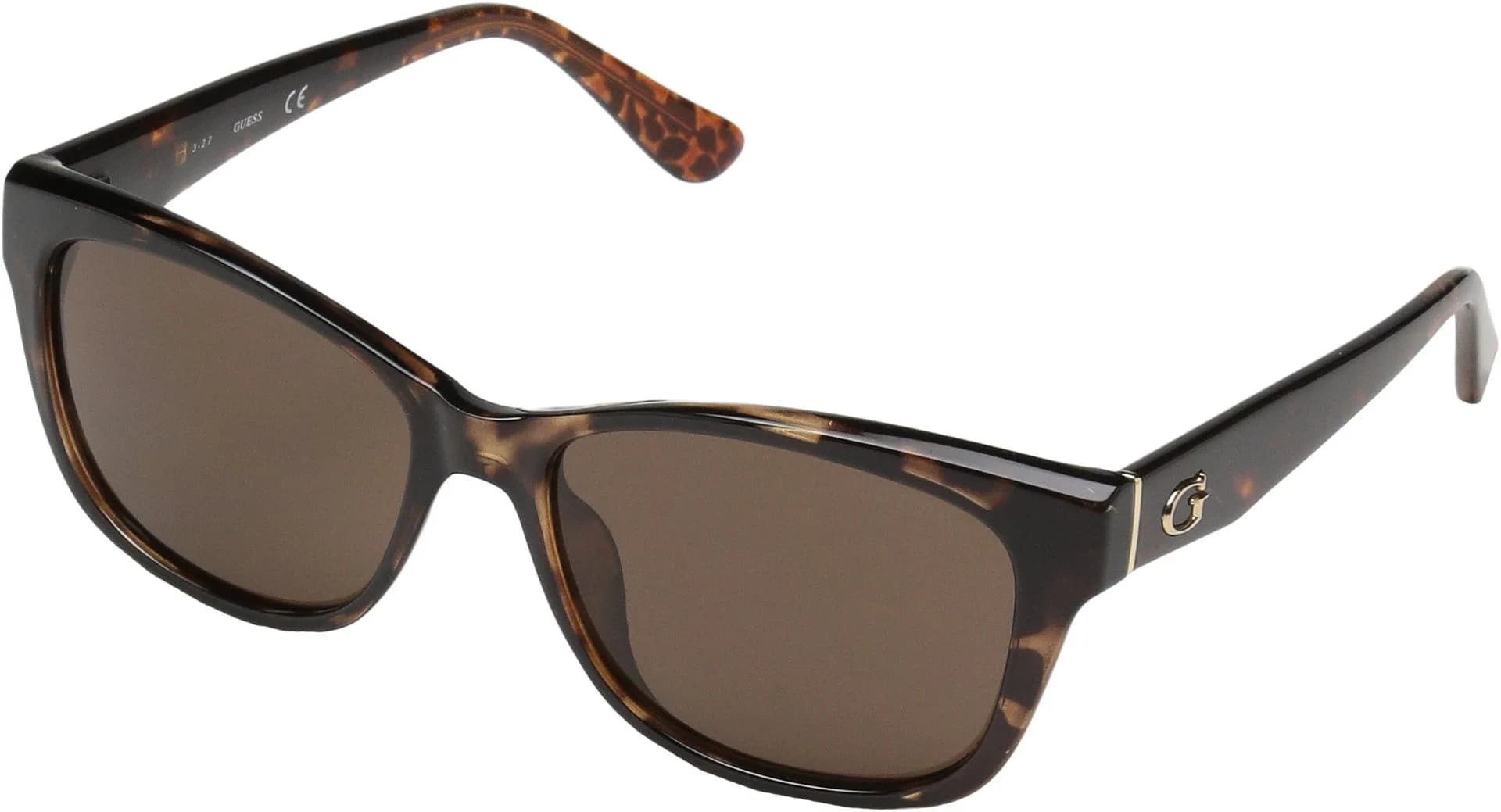 GUESS Women's Square Sunglasses Dark Havana Classic Style | Brown Lenses, 54mm Eye Size, Lightweight Plastic Frame