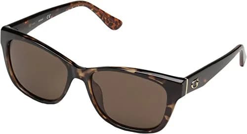 GUESS Women's Square Sunglasses Dark Havana Classic Style | Brown Lenses, 54mm Eye Size, Lightweight Plastic Frame thumbnail 1