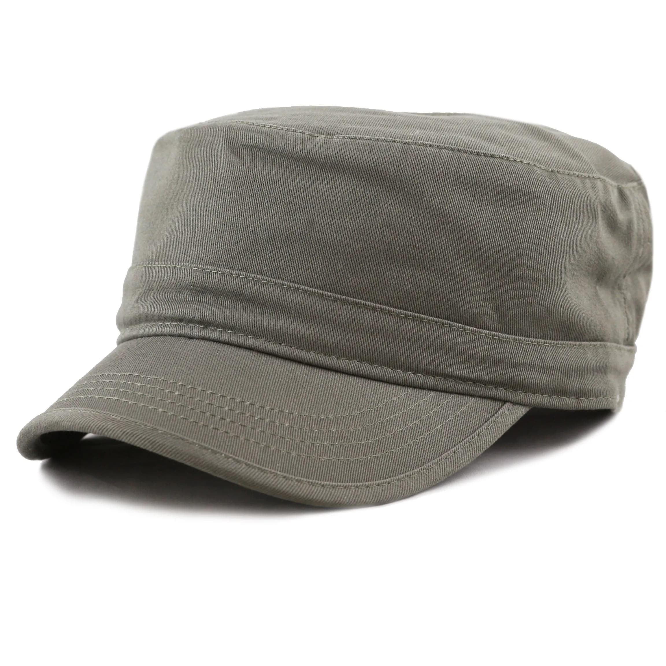 The Hat Depot Cadet Military Army Baseball Cap - Washed Cotton, Olive (2.25" Brim) — 1. Basic - Olive