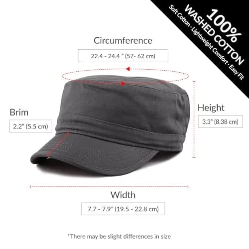 The Hat Depot Cadet Military Army Baseball Cap Charcoal | Washed Cotton for Daily Wear thumbnail 6