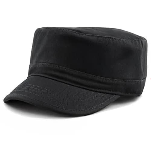 The Hat Depot Cadet Military Army Washed Cotton Cap Black | UPF 15 Sun Protection - main product image