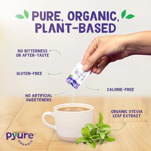 Pyure Organic Stevia Packets Zero Calorie Sweetener 80 Count | USDA Organic & Non-GMO Verified thumbnail 4