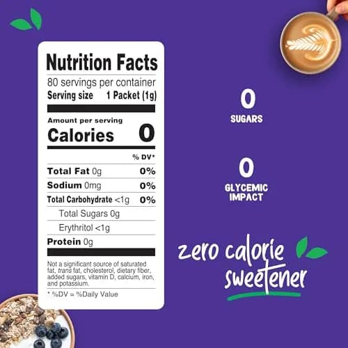 Pyure Organic Stevia Packets Zero Calorie Sweetener 80 Count | USDA Organic & Non-GMO Verified thumbnail 3