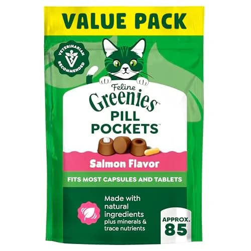 Greenies Feline Pill Pockets Salmon Flavor 85 Count | Vet-Recommended Cat Treats for Hiding Pills thumbnail 1