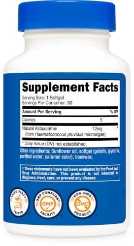 Nutricost Astaxanthin (12mg) 30 Softgels | Gluten-Free Nutritional Supplement for Wellness thumbnail 4
