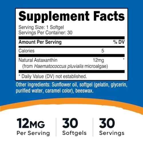 Nutricost Astaxanthin (12mg) 30 Softgels | Gluten-Free Nutritional Supplement for Wellness thumbnail 2