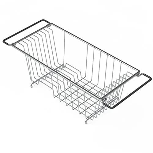 Simple Houseware Stainless Over Sink Dish Drainer Drying Rack | Holds 8 Plates, Chrome, Medium thumbnail 5