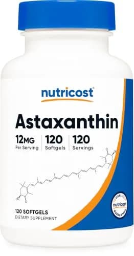 Nutricost Astaxanthin 12mg | 120 Softgels, Unflavored, Gluten-Free, GMO-Free thumbnail 1