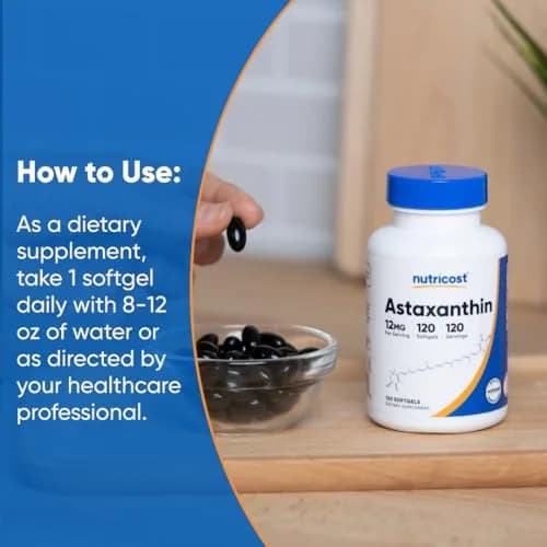 Nutricost Astaxanthin 12mg | 120 Softgels, Unflavored, Gluten-Free, GMO-Free thumbnail 7