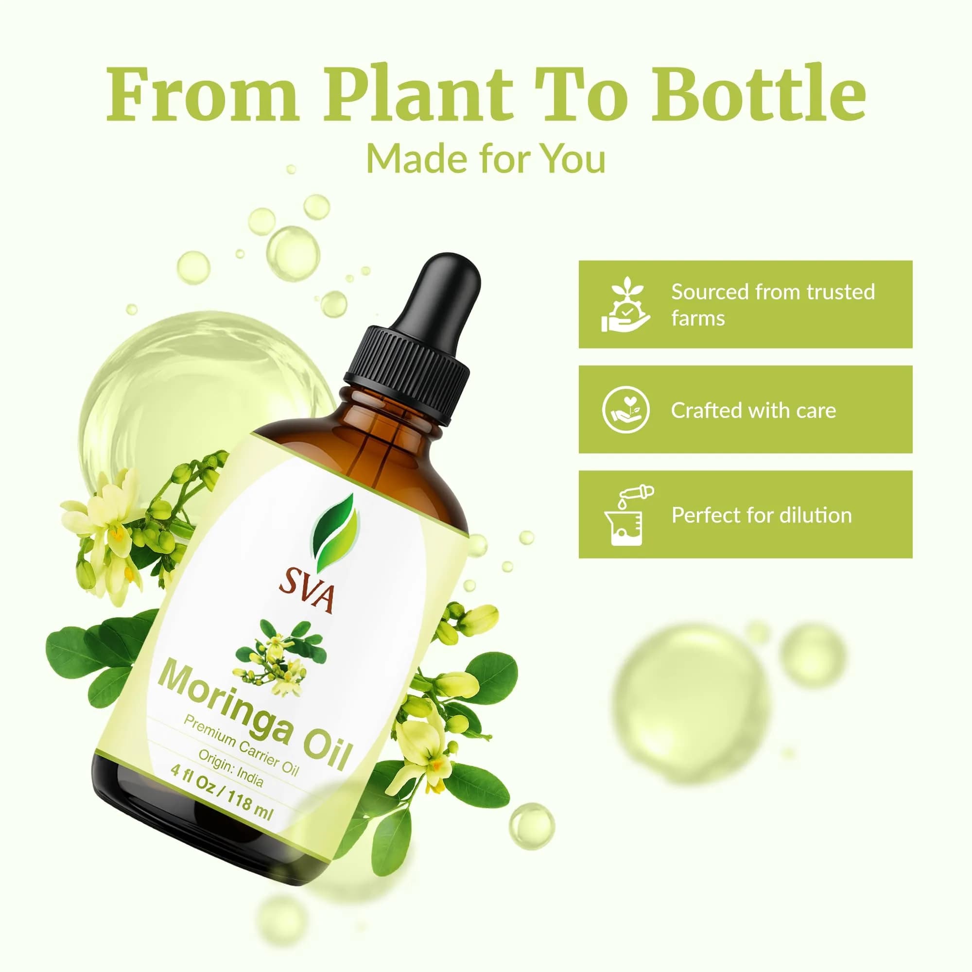 SVA Organics Moringa Seed Carrier Oil, 4 Fl Oz (118 ml) - Pure & Natural - view 4