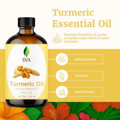 SVA ORGANICS Turmeric Essential Oil, 4 Fl Oz (118 mL) - Pure & Natural thumbnail 2