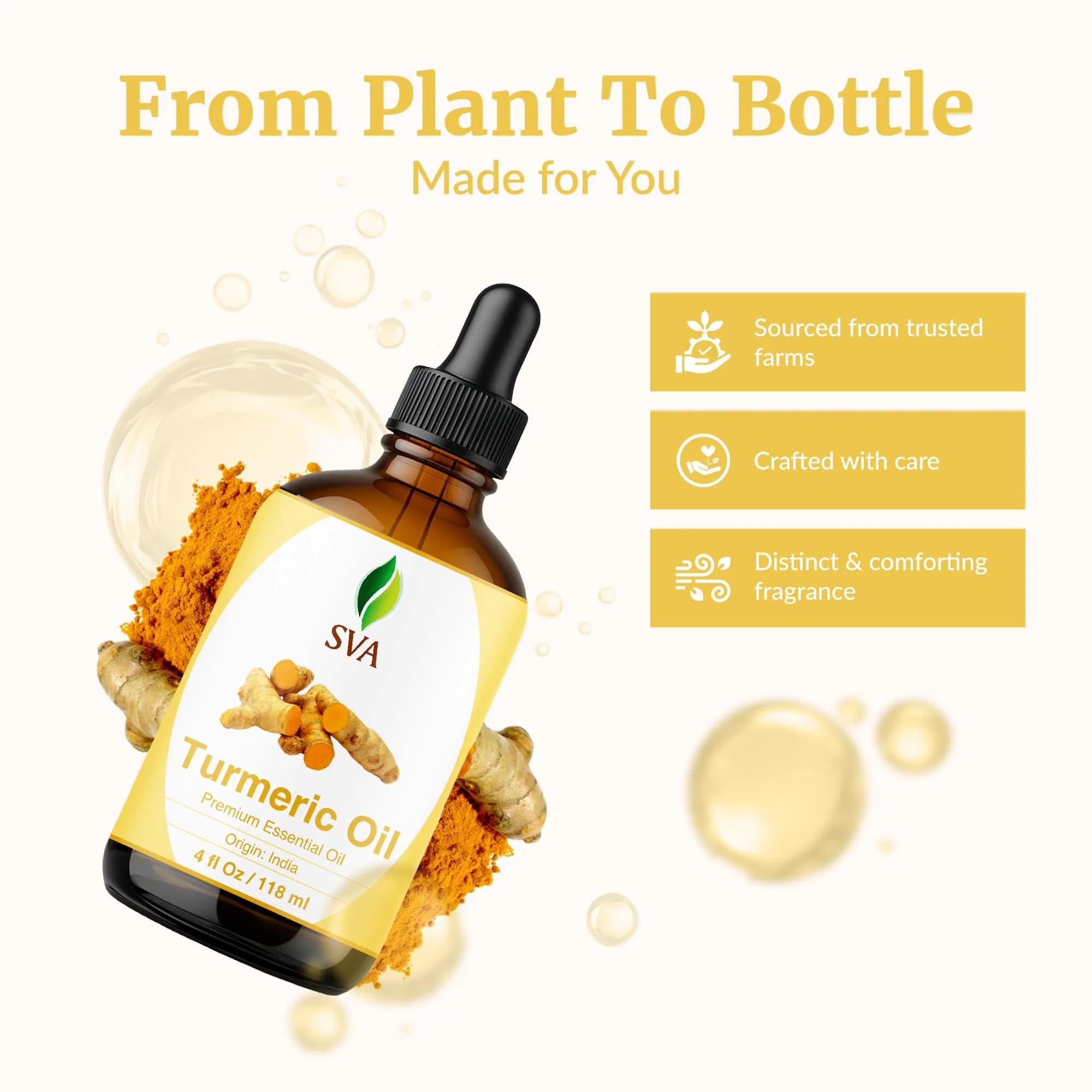 SVA ORGANICS Turmeric Essential Oil, 4 Fl Oz (118 mL) - Pure & Natural - view 4