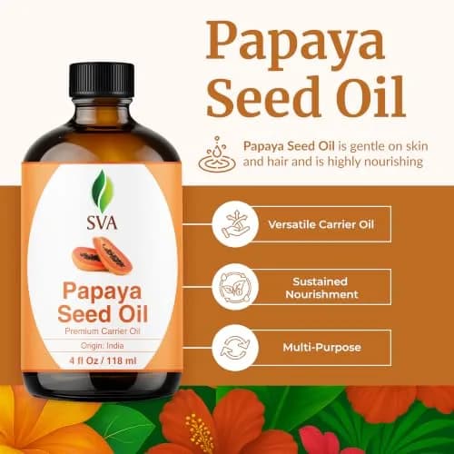 SVA ORGANICS Papaya Seed Carrier Oil 4 Fl Oz (118 ml) - Natural & Pure thumbnail 2