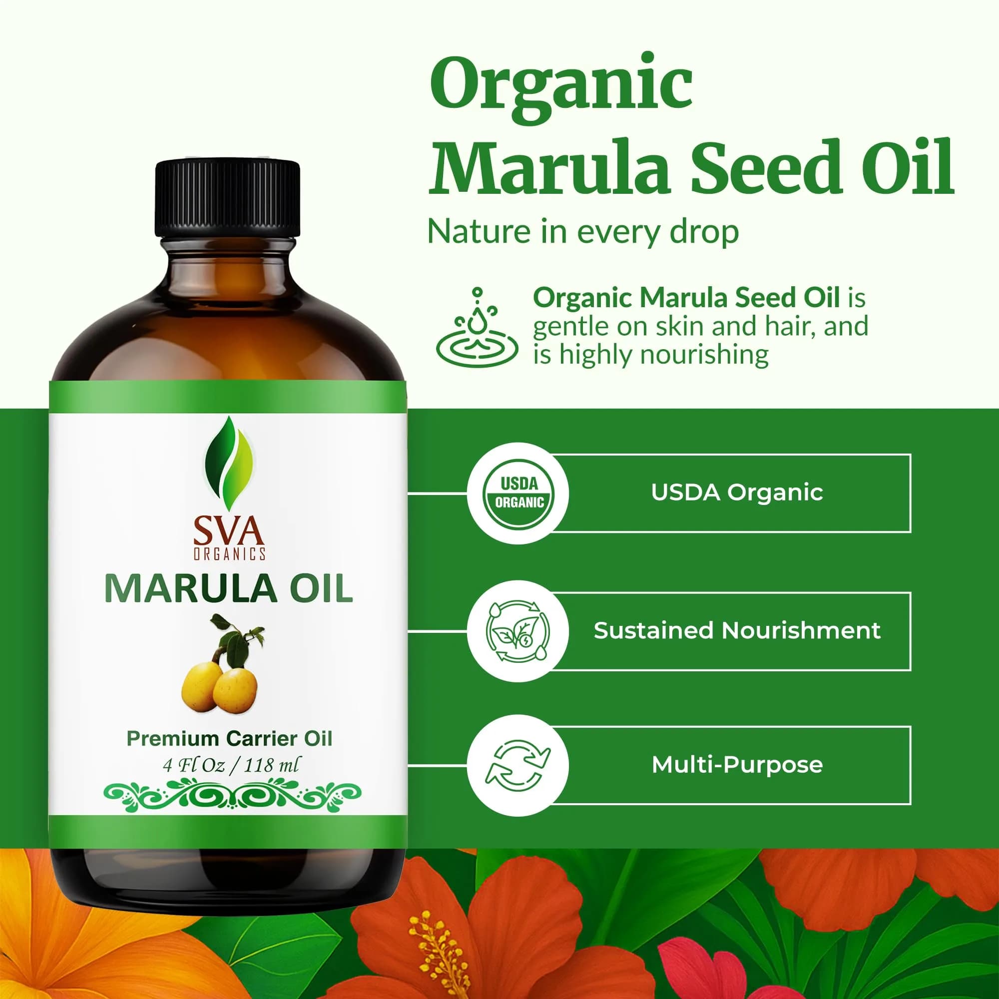 SVA ORGANICS Marula Seed Carrier Oil, 4 Fl Oz (118 ml) - Pure & Natural - view 2