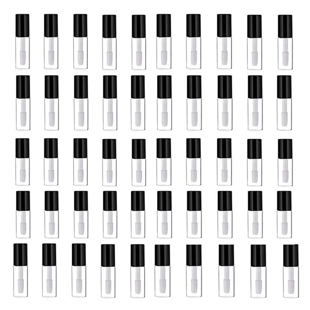 Mydio Mini Lip Gloss Tubes 1.2ml (0.04 Fl Oz) - 50 Pack | Refillable Cosmetic Containers with Black Twist-Lock Lids - main product image