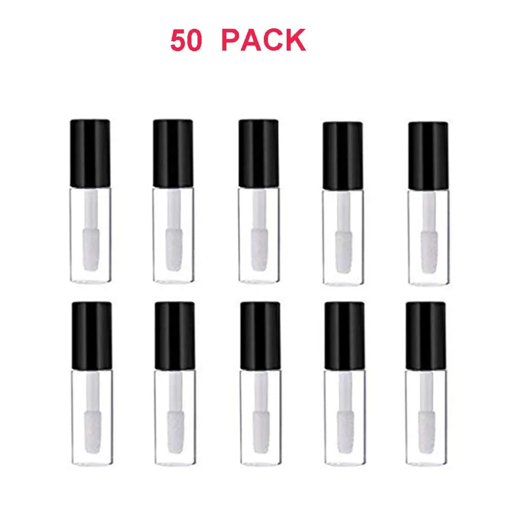 Mydio Mini Lip Gloss Tubes 1.2ml (0.04 Fl Oz) - 50 Pack | Refillable Cosmetic Containers with Black Twist-Lock Lids - view 2