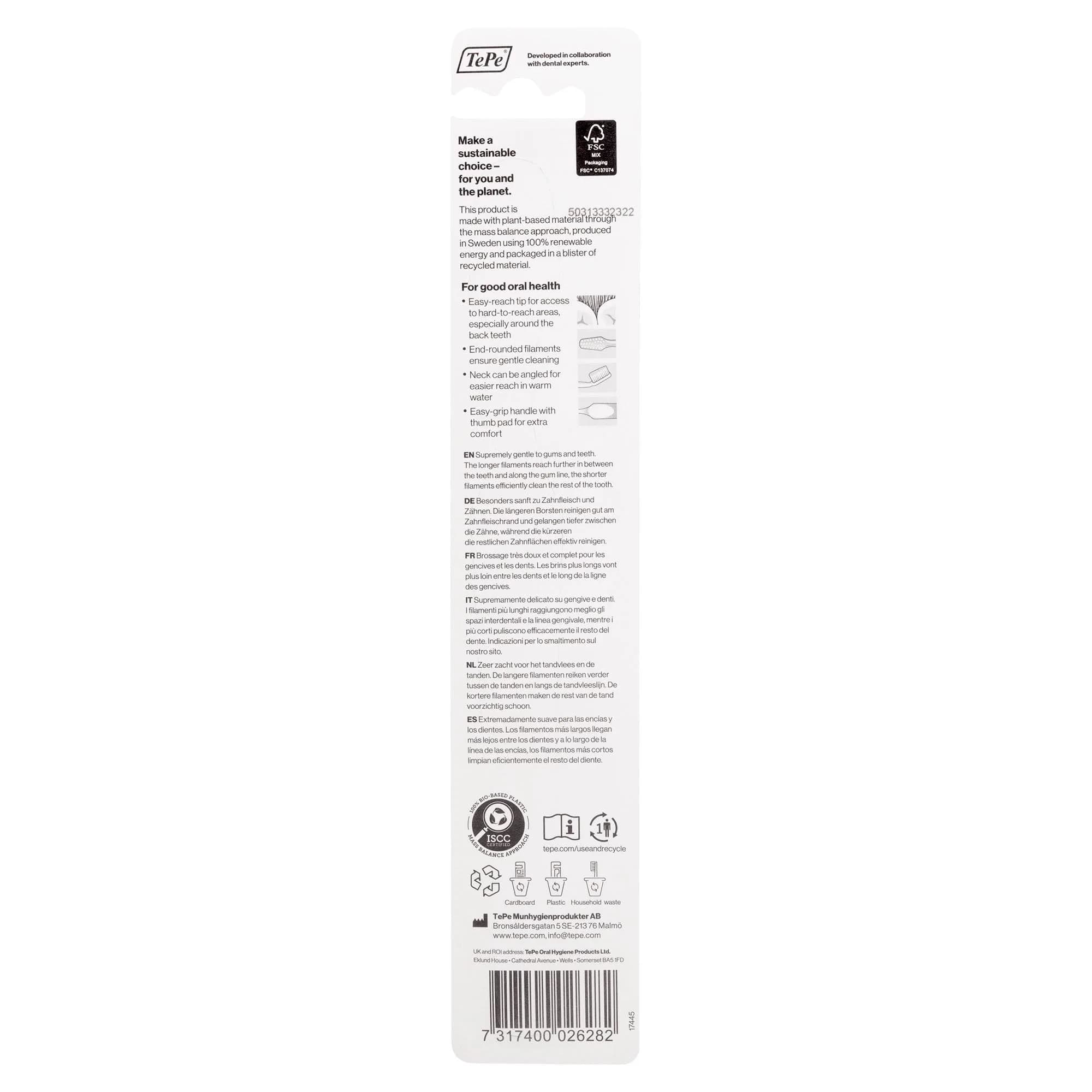 TePe Supreme Compact Soft Toothbrushes, 1 Pack | Soft Bristle Toothbrush for Sensitive Teeth & Gums - view 6