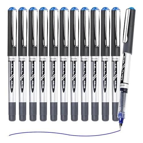 EYEYE 0.7mm Blue Rollerball Pens 12 Pack | Quick Dry Liquid Ink for Precise Writing thumbnail 2