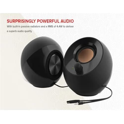Creative Pebble 2.0 USB Desktop Stereo Speakers | 16W RMS Power, 2.0 Channel, Black thumbnail 3