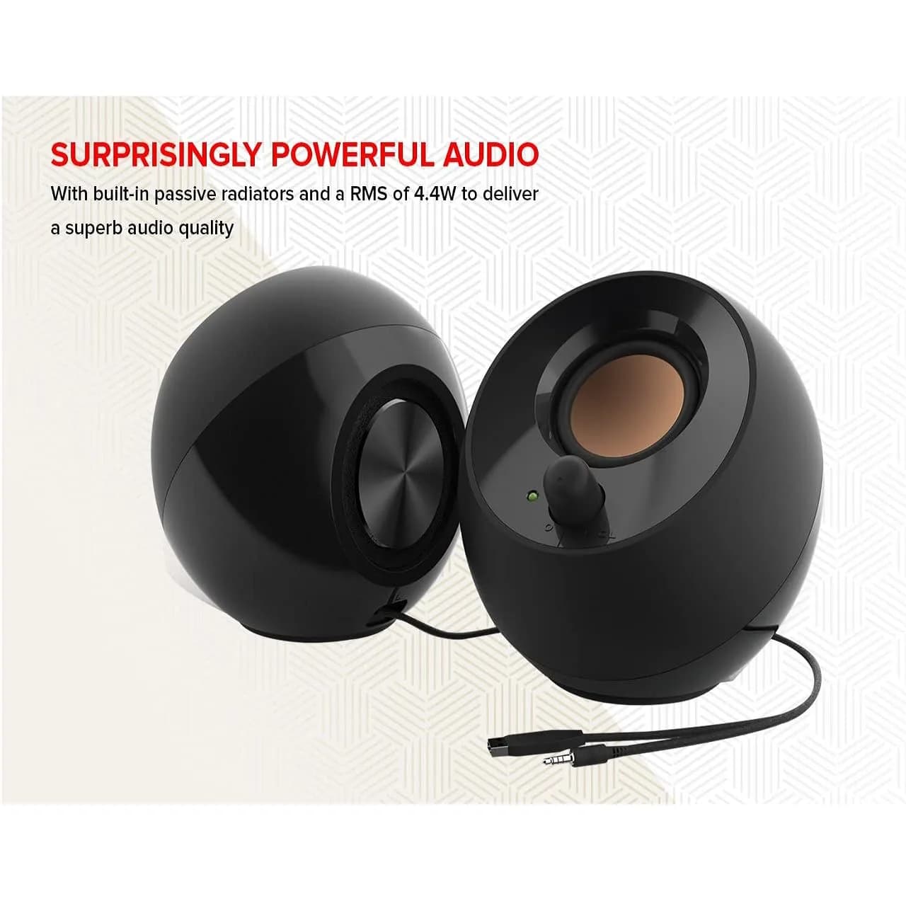 Creative Pebble 2.0 USB Desktop Stereo Speakers | 16W RMS Power, 2.0 Channel, Black - view 3