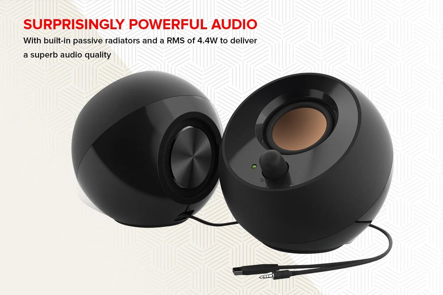 Creative Pebble 2.0 USB Desktop Stereo Speakers White | 4.4W RMS Power, 100 Hz - 17 kHz Frequency Response - view 3
