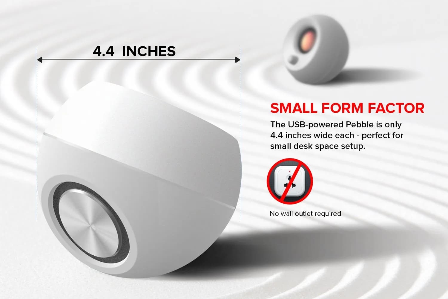 Creative Pebble 2.0 USB Desktop Stereo Speakers White | 4.4W RMS Power, 100 Hz - 17 kHz Frequency Response - view 5
