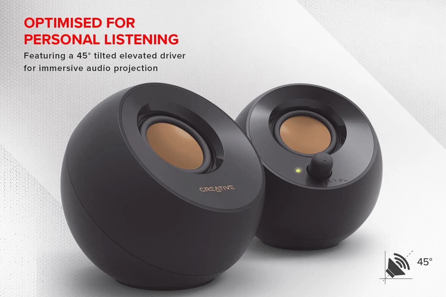 Creative Pebble 2.0 USB Desktop Stereo Speakers White | 4.4W RMS Power, 100 Hz - 17 kHz Frequency Response - view 2