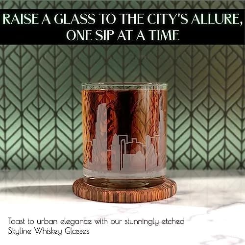 Greenline Goods Skyline Etched Chicago Whiskey Glasses Gift (Set of 2) | Old Fashioned Tumbler for Chicago Lovers thumbnail 2