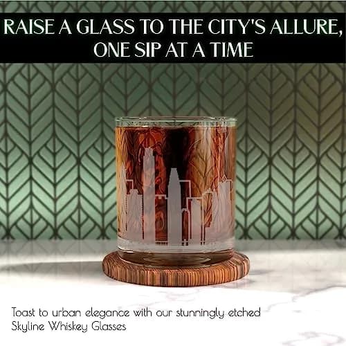 Greenline Goods Skyline Etched Philadelphia Whiskey Glasses Set of 2 | Old Fashioned Tumblers for Philadelphia Lovers thumbnail 2