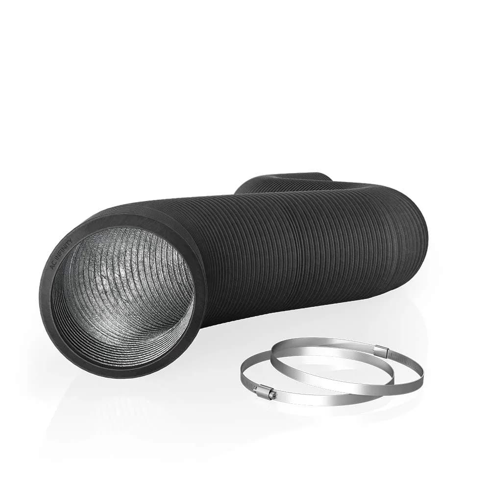 AC Infinity Flexible 8-Inch Aluminum Ducting 25 Feet | Durable, Leak-Resistant Ventilation Solution — Black