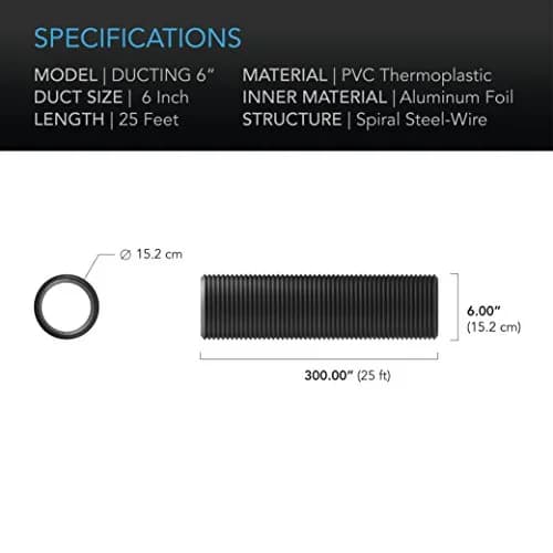 AC Infinity Flexible 6-Inch Aluminum Ducting, 25-Feet Long | Heavy-Duty Four-Layer Protection for HVAC, Dryer, Grow Rooms thumbnail 5