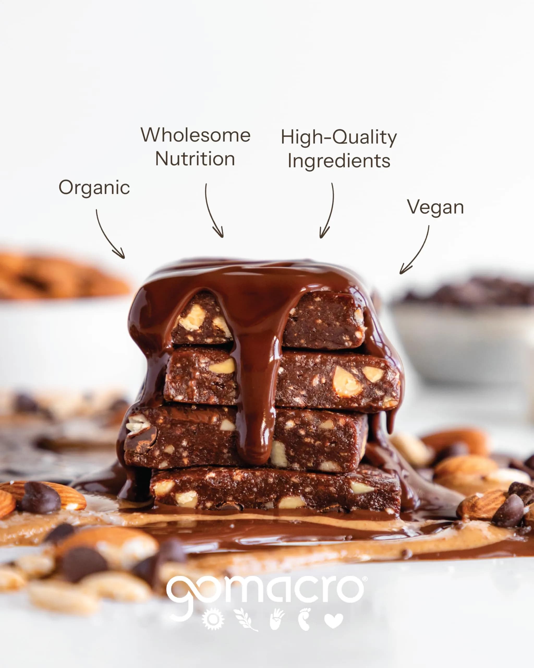 GoMacro Organic Dark Chocolate + Almonds Protein Bar, 2.3 oz (65g) | 10g Plant Protein Snack - 12 Count - view 3
