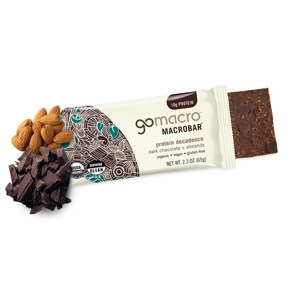 GoMacro Organic Dark Chocolate + Almonds Protein Bar, 2.3 oz (65g) | 10g Plant Protein Snack - 12 Count - view 2