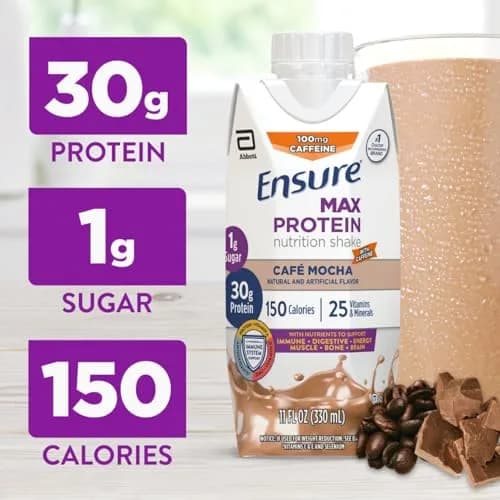 Ensure Max Protein Café Mocha Shake, 11 Fl Oz (12 Pack) | 30g Protein & 1g Sugar for Muscle & Hunger Support thumbnail 2
