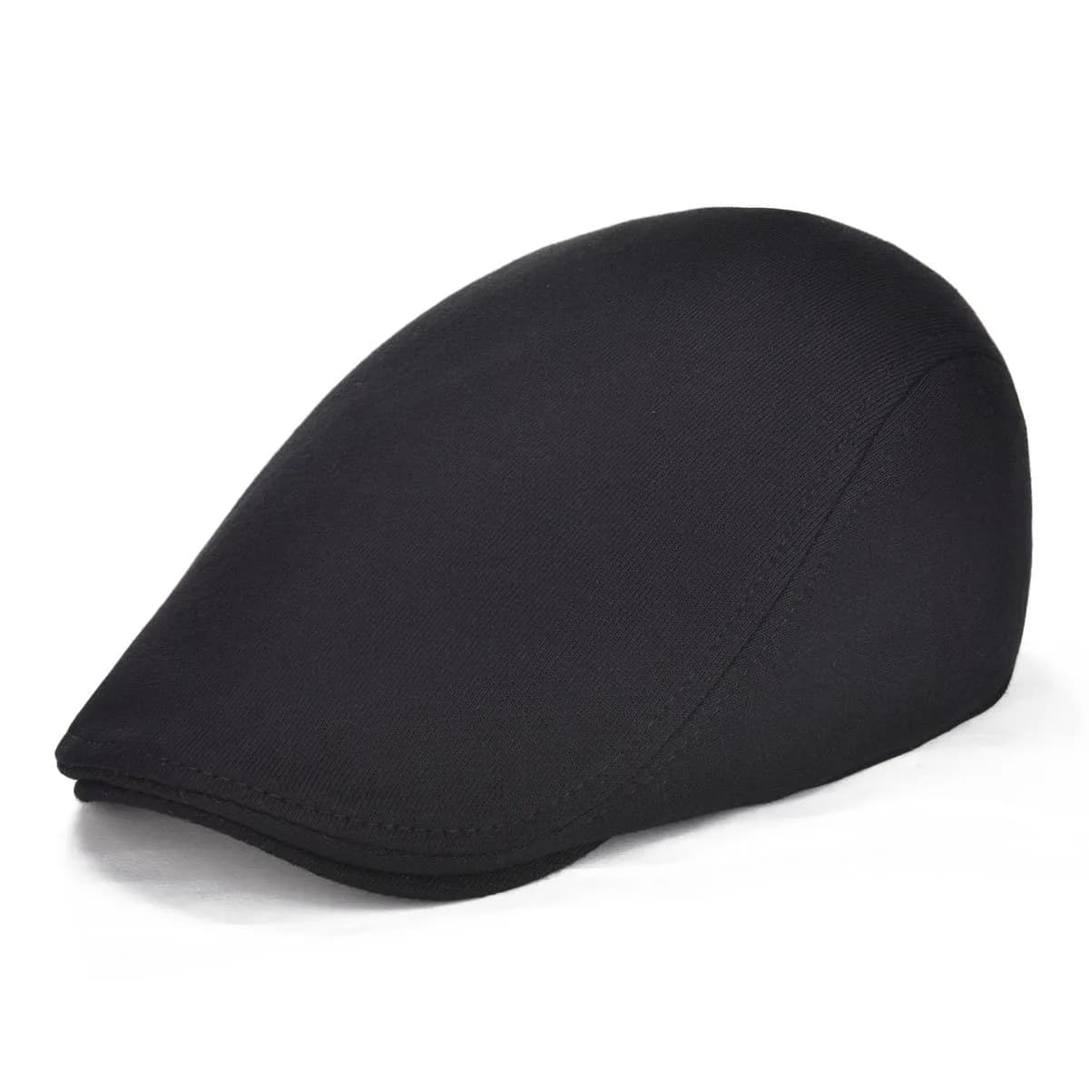 VOBOOM Men's Cotton Flat Ivy Gatsby Newsboy Driving Hat Cap (Style2-Black) | One Size Fits 58-60cm