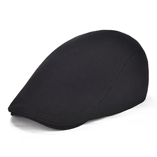 VOBOOM Men's Cotton Flat Ivy Gatsby Newsboy Driving Hat Cap (Style2-Black) | One Size Fits 58-60cm thumbnail 1