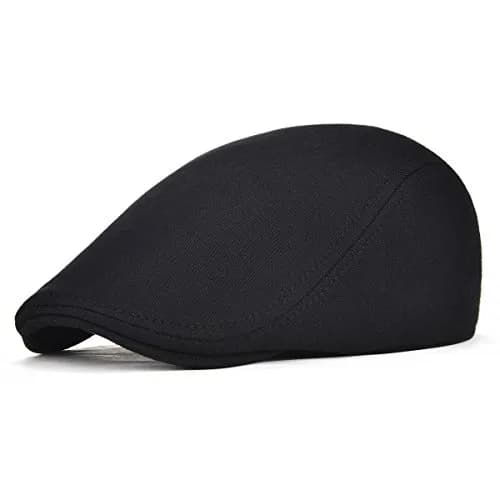VOBOOM Men's Cotton Flat Ivy Gatsby Newsboy Driving Hat Cap (Style2-Black) | One Size Fits 58-60cm thumbnail 3