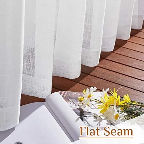 NICETOWN Faux Linen Sheer Curtains 52"W x 45"L | Privacy & Light Filtering with Elegant Design thumbnail 4