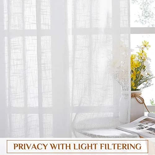 NICETOWN Faux Linen Sheer Curtains 52"W x 45"L | Privacy & Light Filtering with Elegant Design thumbnail 5