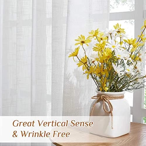 NICETOWN Faux Linen Sheer Curtains 52"W x 45"L | Privacy & Light Filtering with Elegant Design thumbnail 6