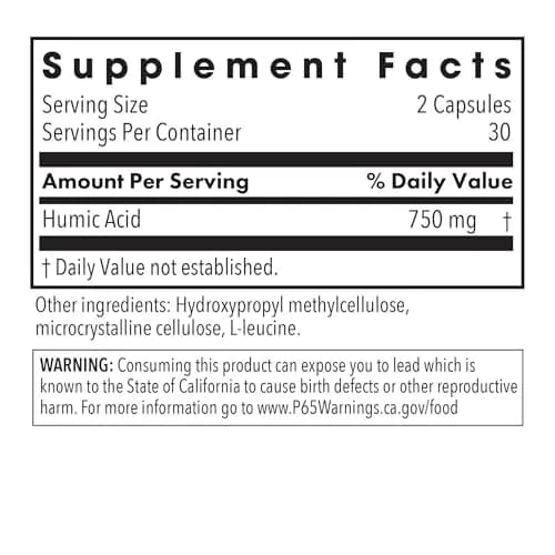 Allergy Research Group ARG Humic Acid 750 mg | Immune & Detox Support | Vegetarian Capsules (60 Count) thumbnail 2