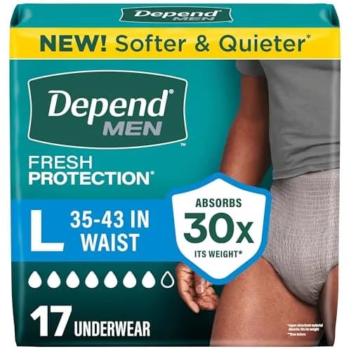 Depend Fresh Protection Men's Incontinence Underwear XXL (55-64" Waist) | Maximum Absorbency & Odor Control — Large