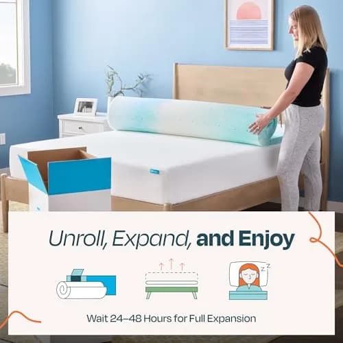Linenspa 2 Inch Swirl Gel Memory Foam Mattress Topper | Cooling, Full Size thumbnail 6