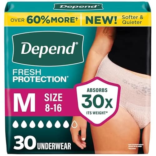 Depend Fresh Protection Adult Diapers for Women Medium | Ultra-Absorbent, Odor-Controlled Comfort (70-120 chars) thumbnail 1