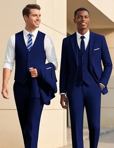 WULFUL Men’s Slim Fit Suit 3-Piece Blue | Modern Business & Wedding Attire thumbnail 2