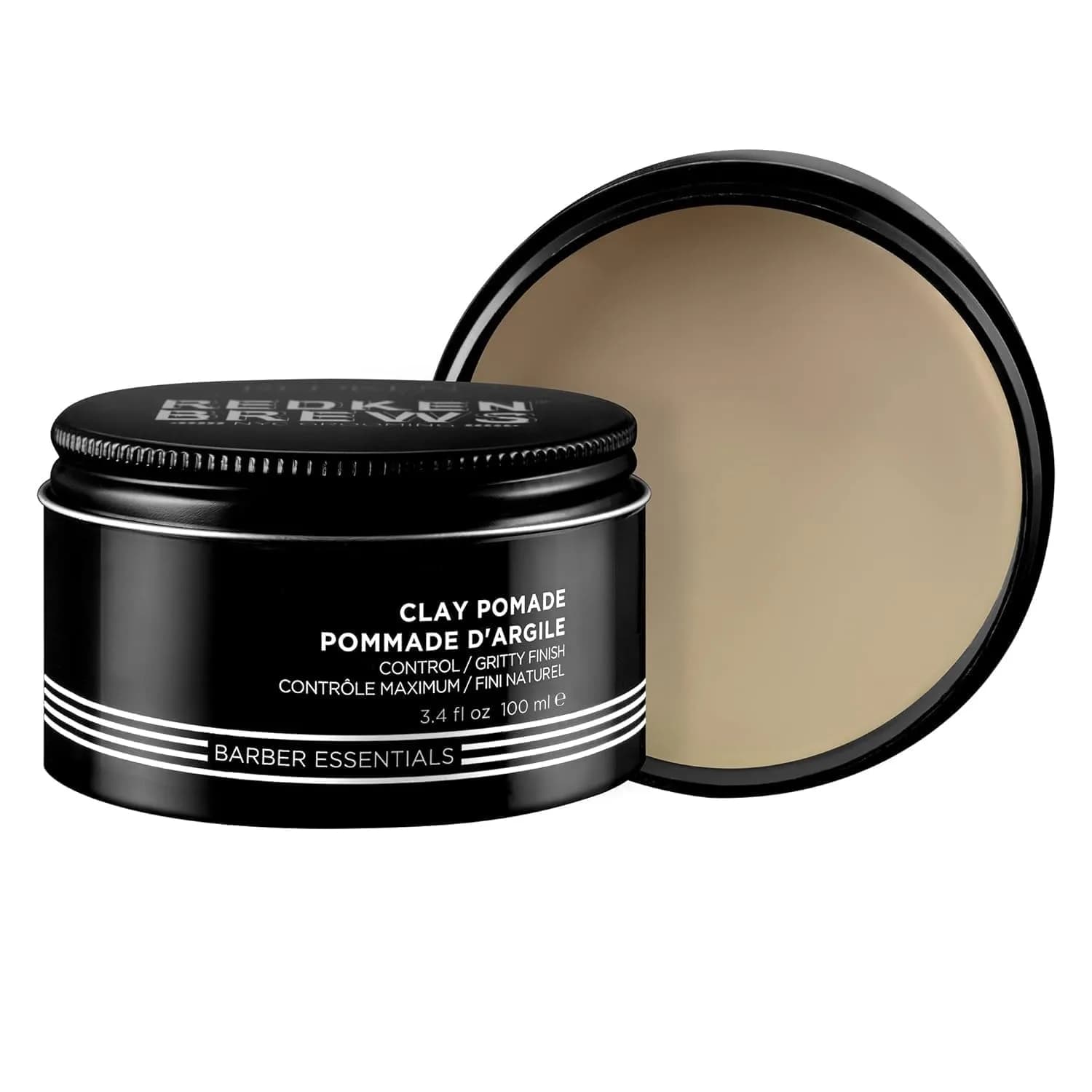Redken Brews Clay Pomade for Men – High Hold, 3.4 fl oz | Suitable for all hair types, especially fine hair, with maximum control and gritty matte finish — 3.4 Fl Oz